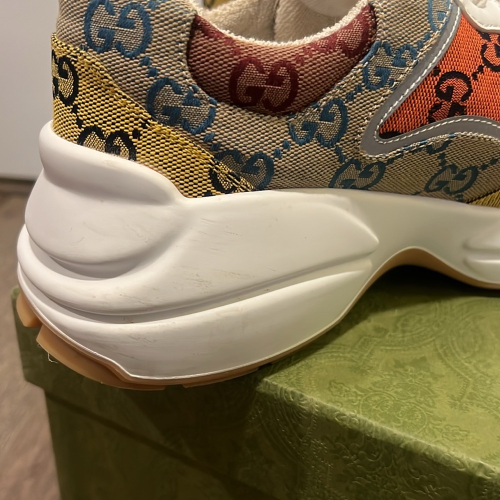 🧡💛Gucci Rhyton GG Multicolor Sneaker Sz 38 - Picture 10 of 13